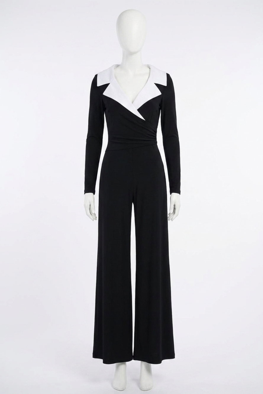 NEW JOSEPH RIBKOFF collared wide leg jumpsuit in black